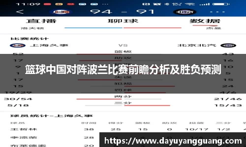 篮球中国对阵波兰比赛前瞻分析及胜负预测